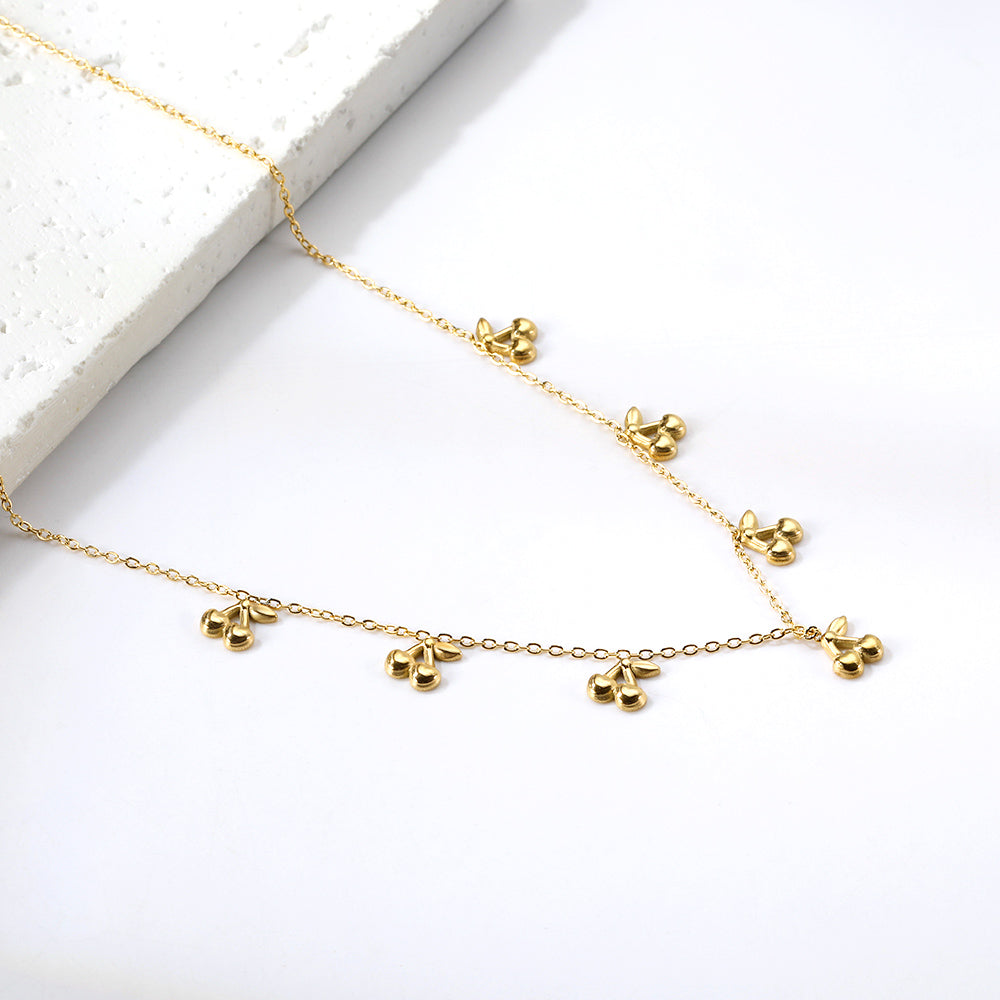 Mini Cherries Gold plated Charm Necklace