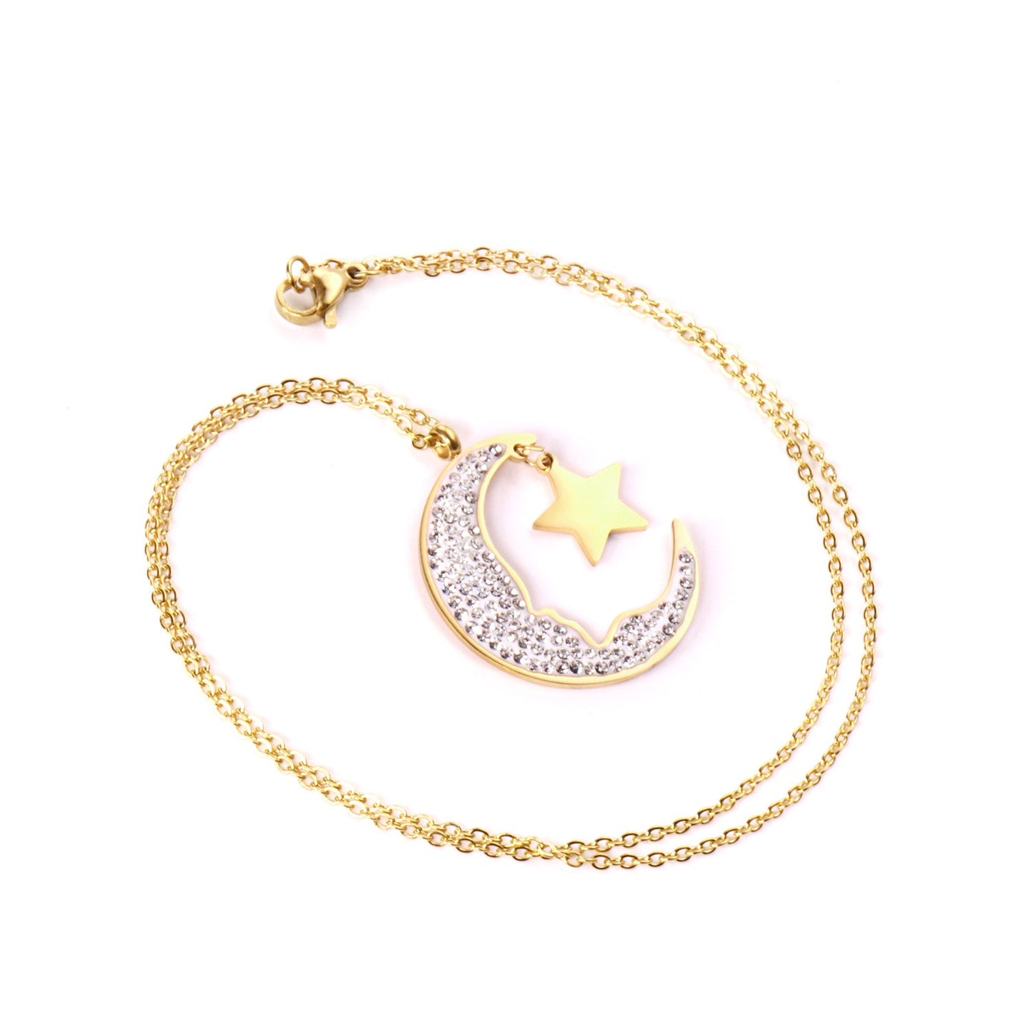 Aulala Stoneset Crescent Moon with Star Charm
