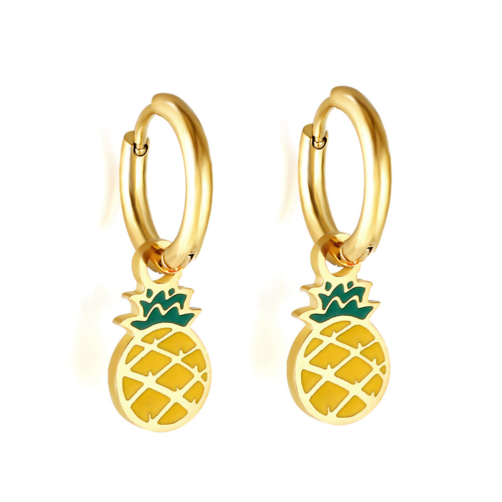 Pineapple Huggie Hoops