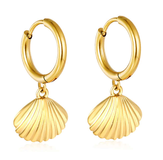 Shell Gold Huggie Earrring