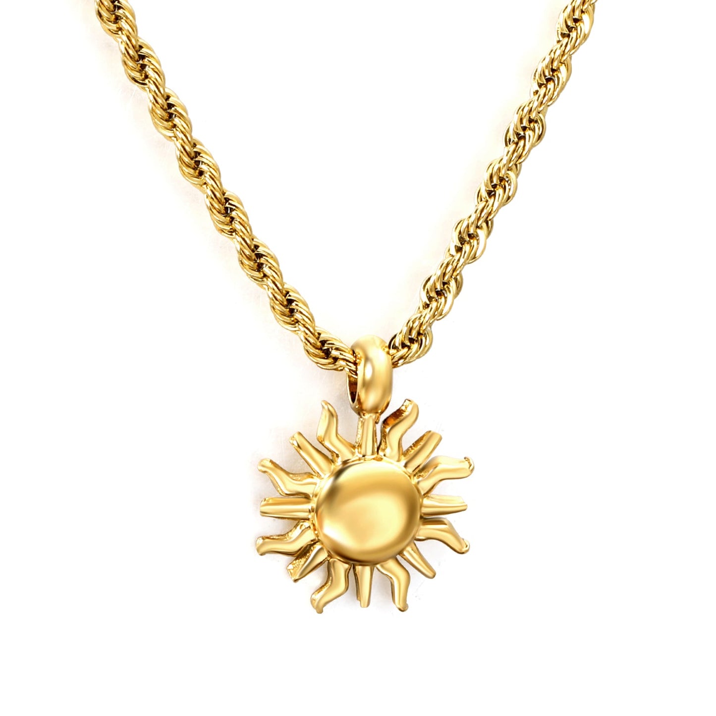 Aulala Gold plated Sun pendant on Rope Chain