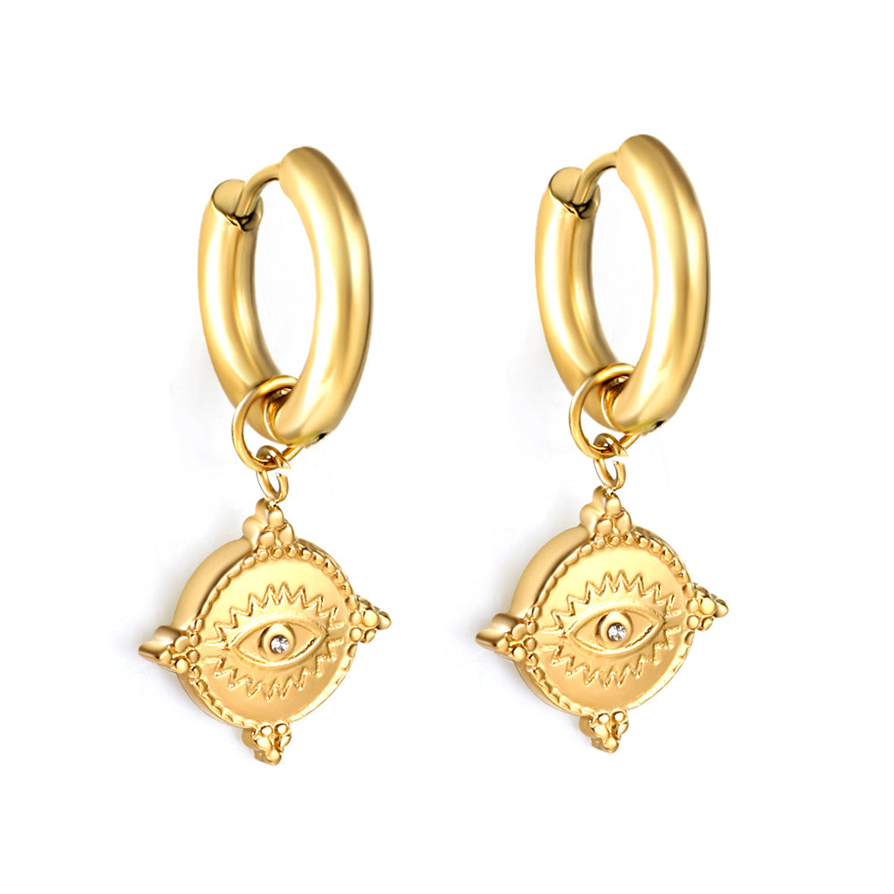 Aulala Hammered Gold Eye Huggie Earring