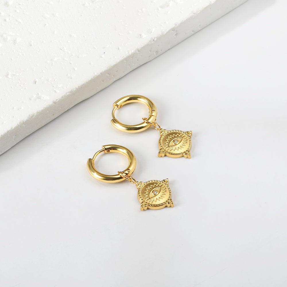 Aulala Hammered Gold Eye Huggie Earring