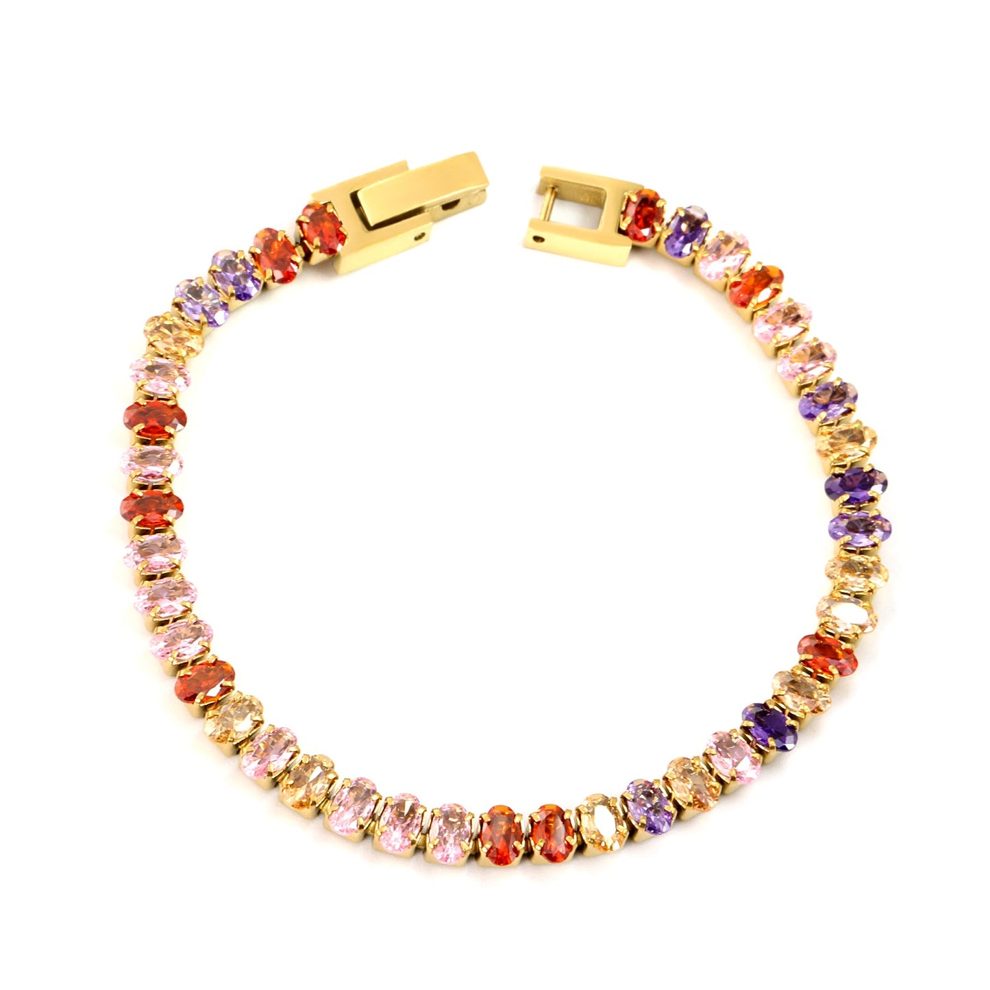 Aulala Multicolour Diamante Gold plated Tennis Bracelet