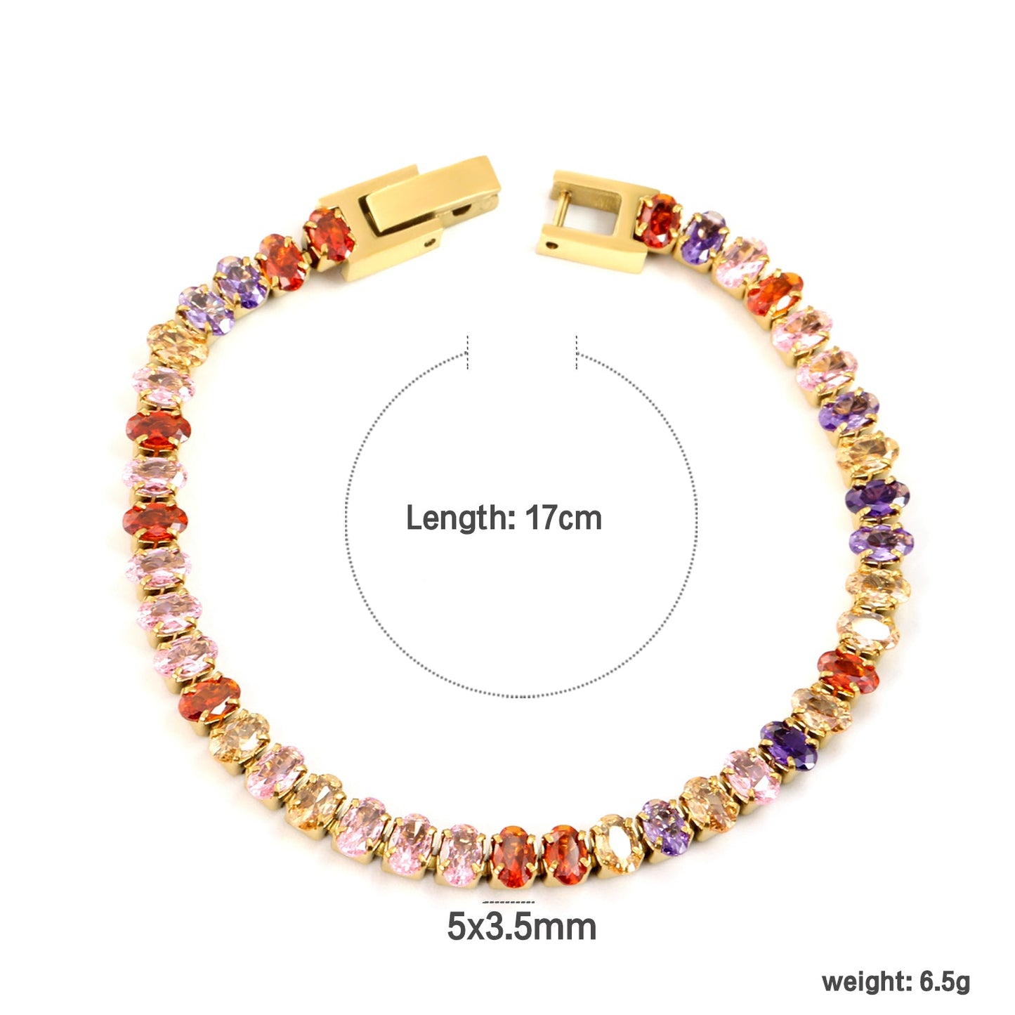 Aulala Multicolour Diamante Gold plated Tennis Bracelet