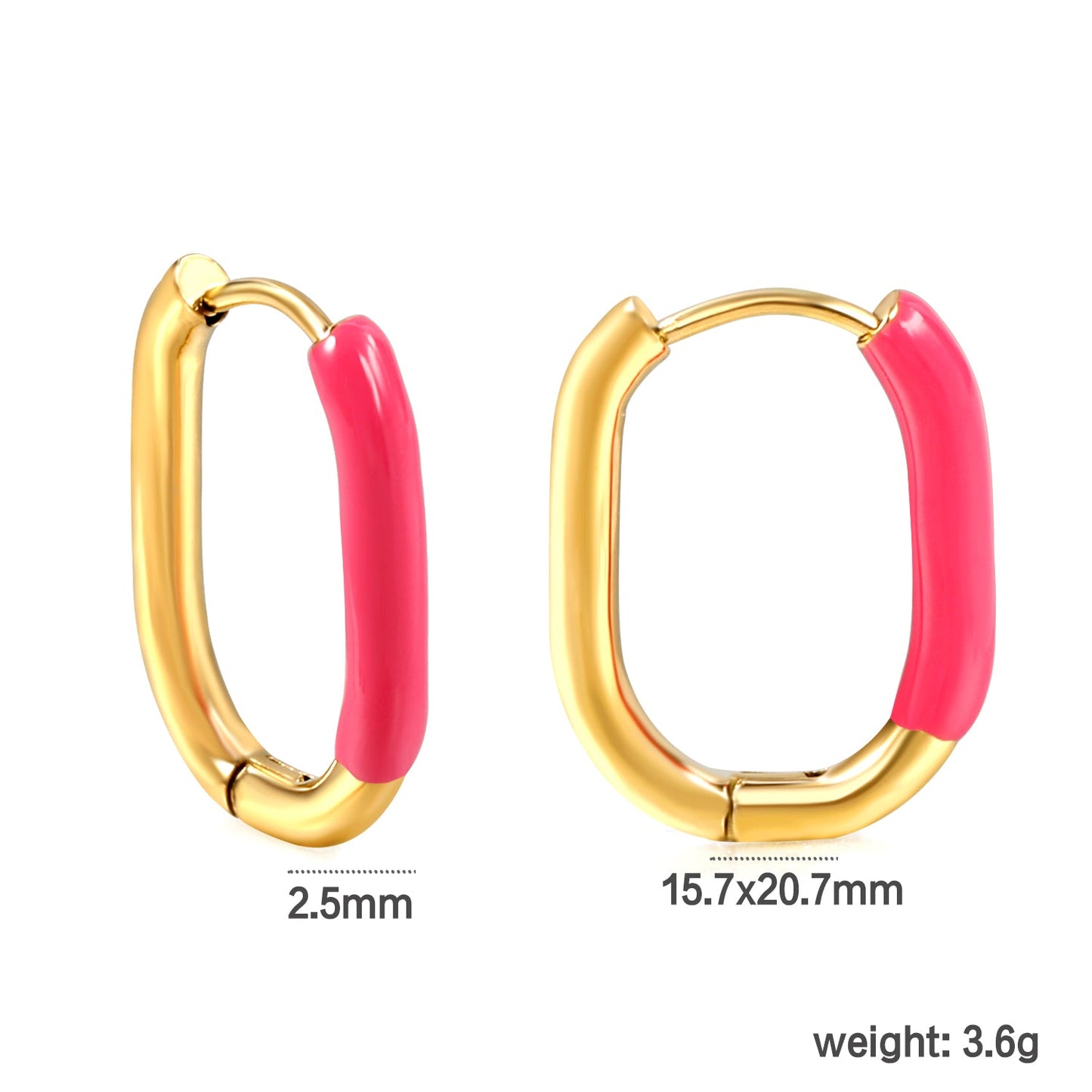 Aulala Oblong Enamel Hoop Earring Pink