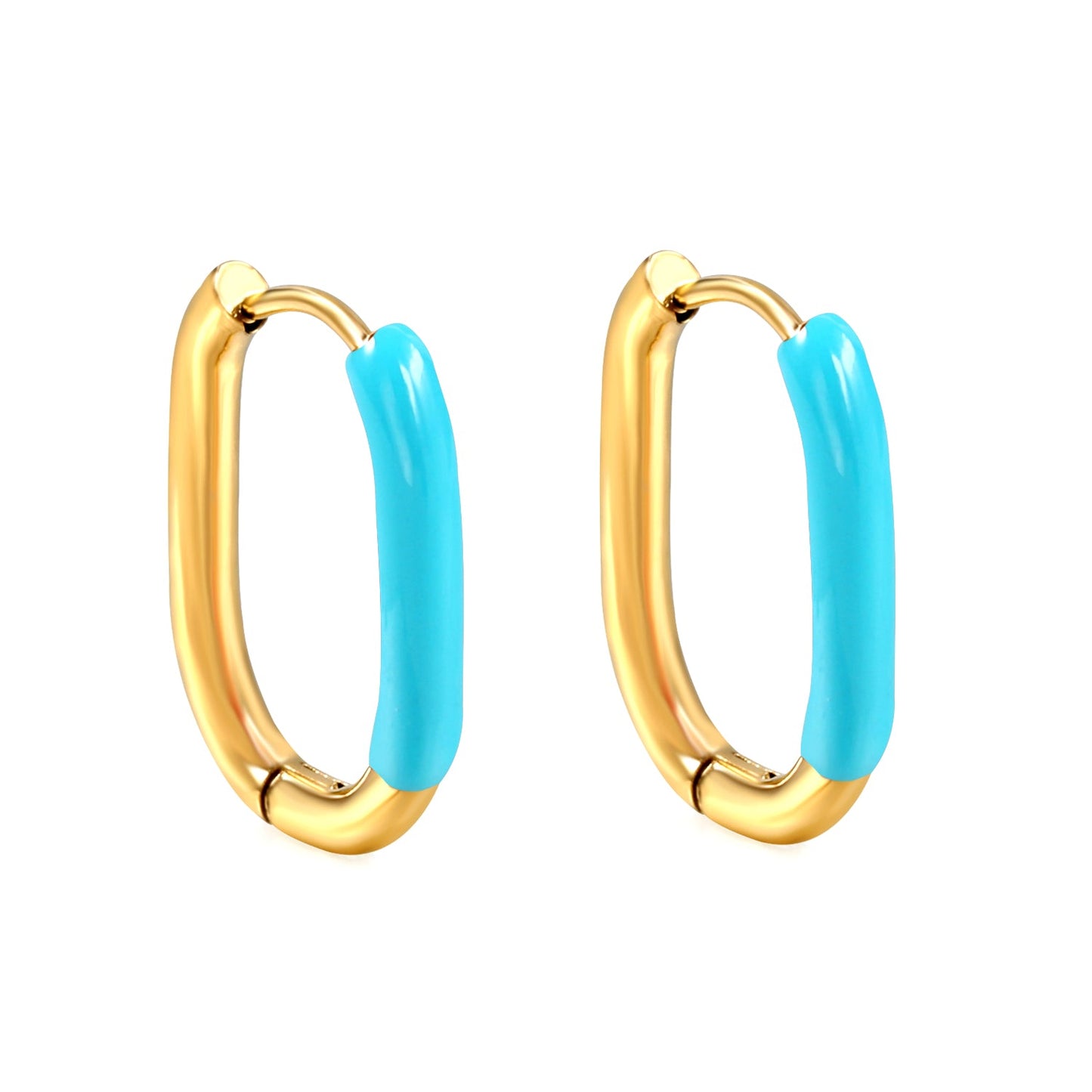 Aulala Oblong Enamel Hoop Earring Blue