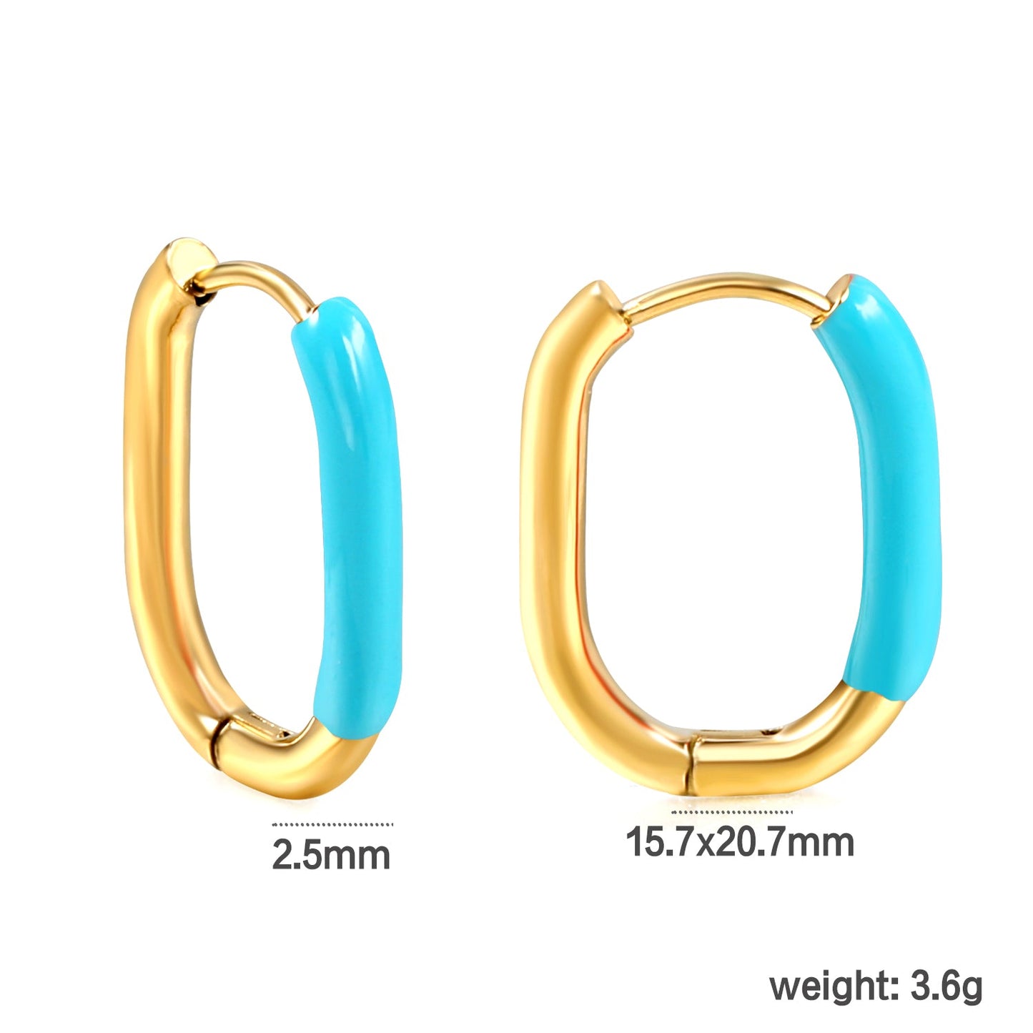 Aulala Oblong Enamel Hoop Earring Blue