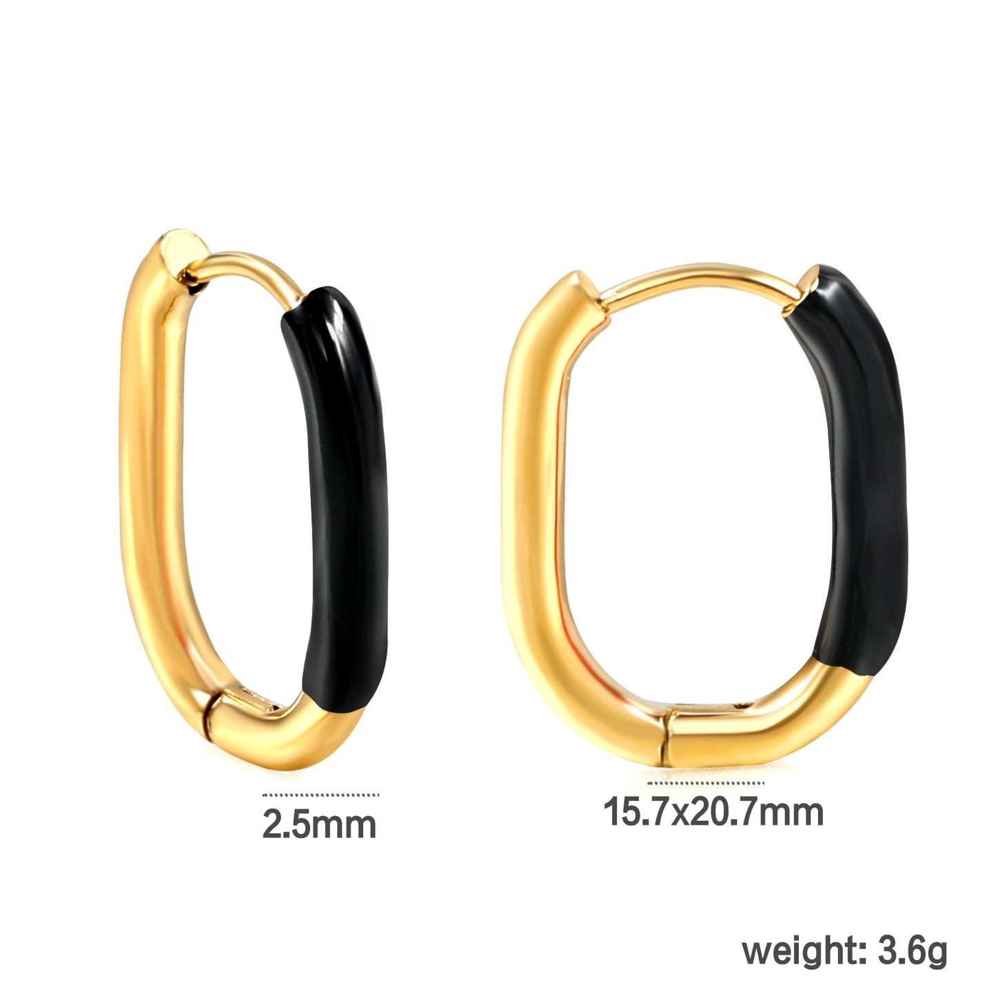 Aulala Oblong Enamel Hoop Earring Black