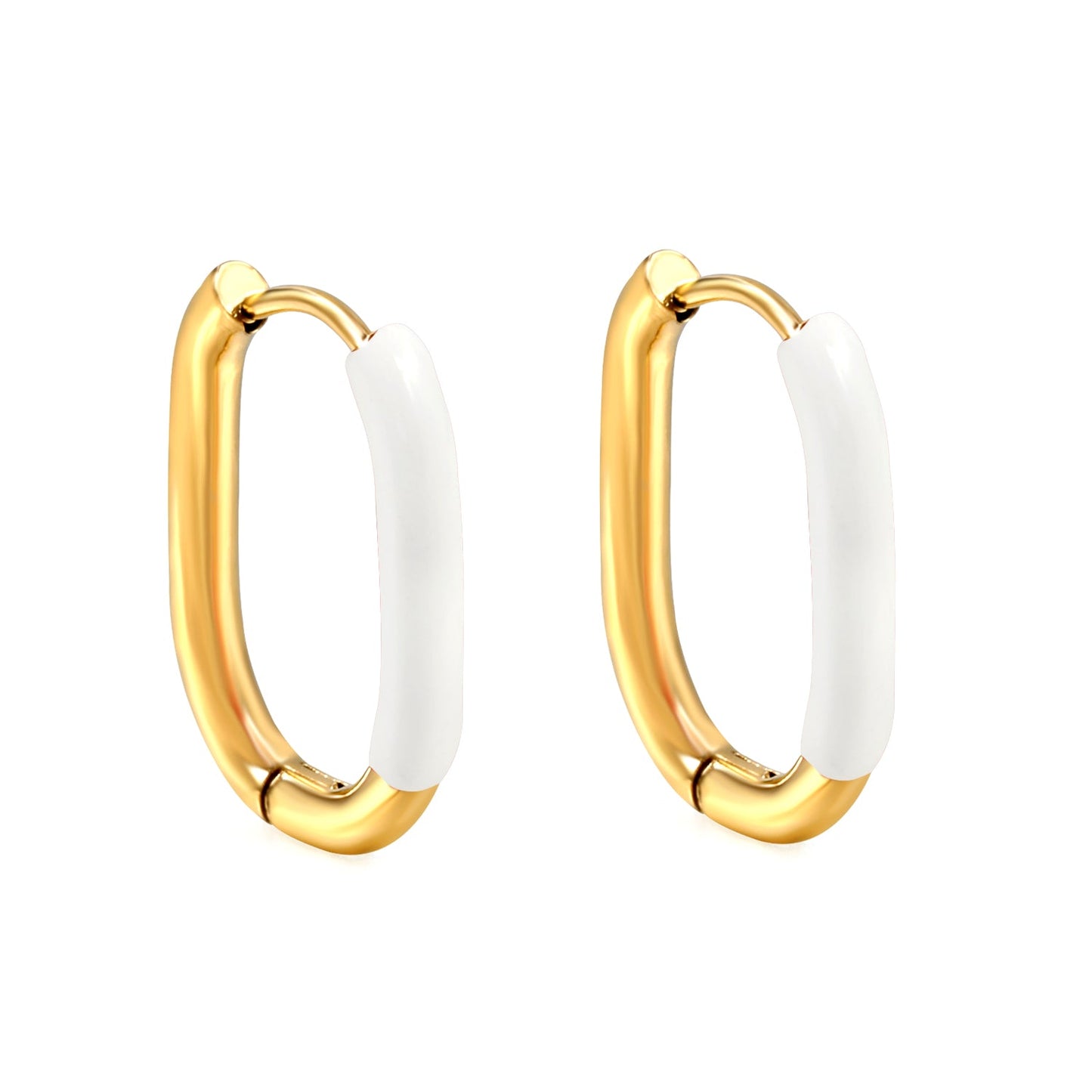 Aulala Oblong Enamel Hoop Earring White