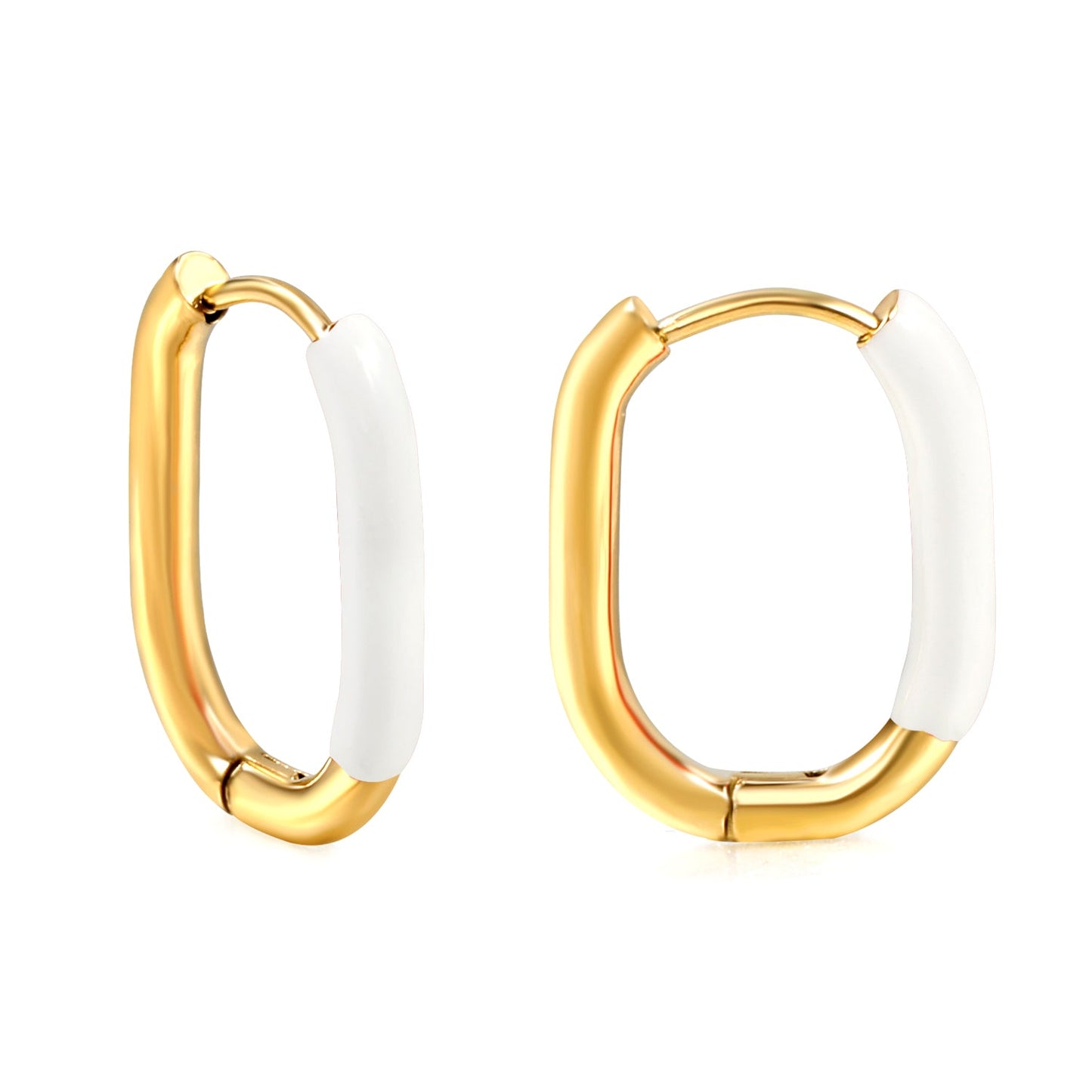 Aulala Oblong Enamel Hoop Earring White