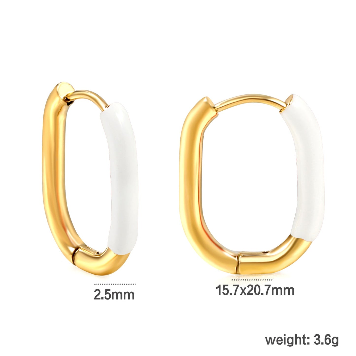 Aulala Oblong Enamel Hoop Earring White