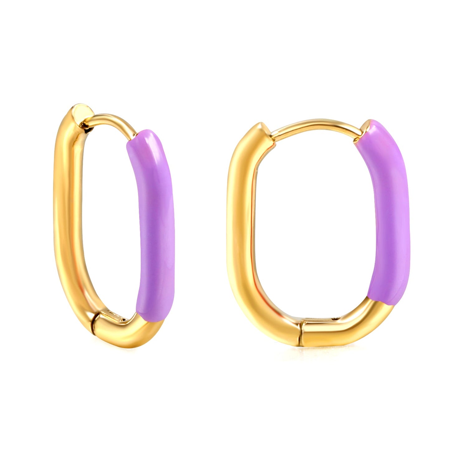 Aulala Oblong Enamel Hoop Earring Purple