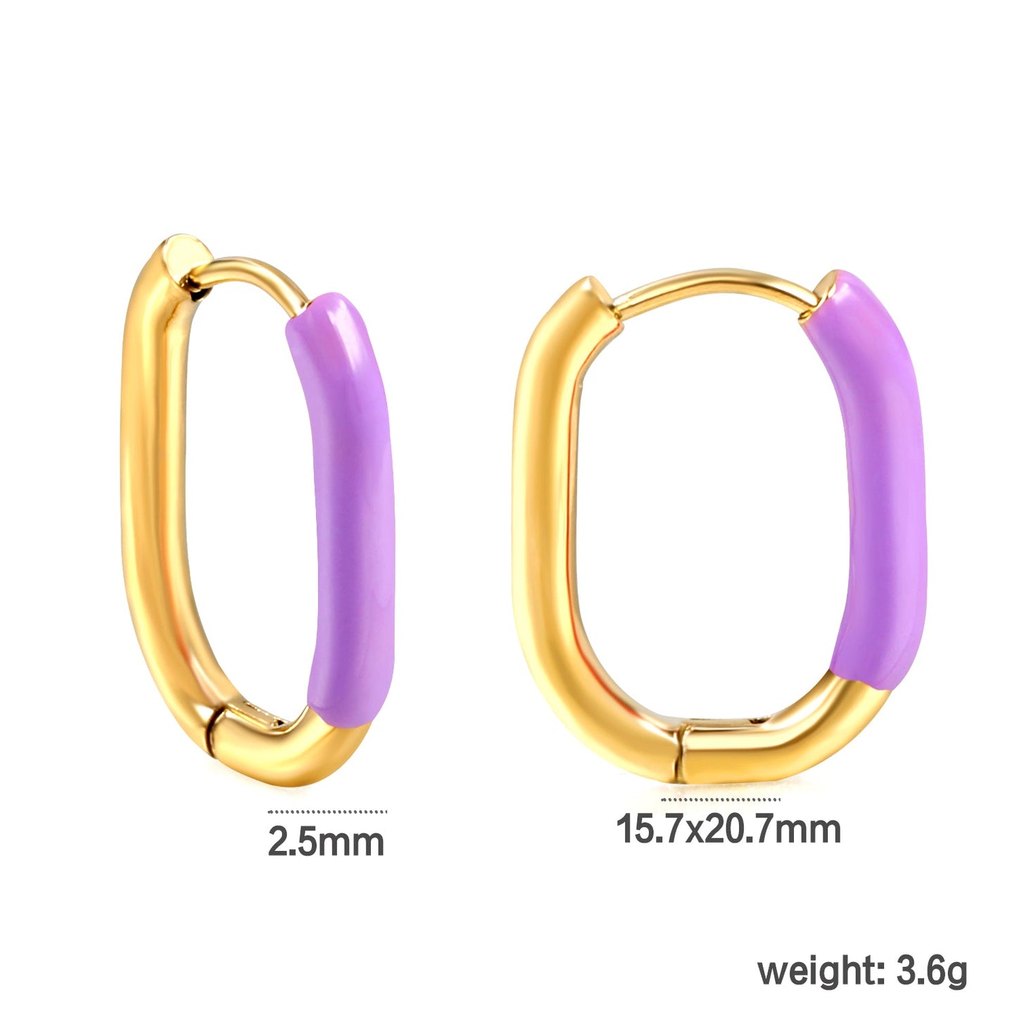 Aulala Oblong Enamel Hoop Earring Purple