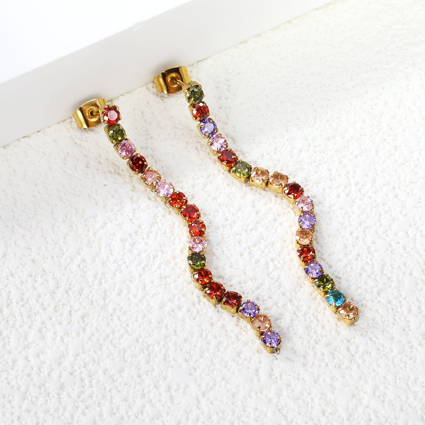 Aulala Delicate Multicolour Diamante Strand Earring