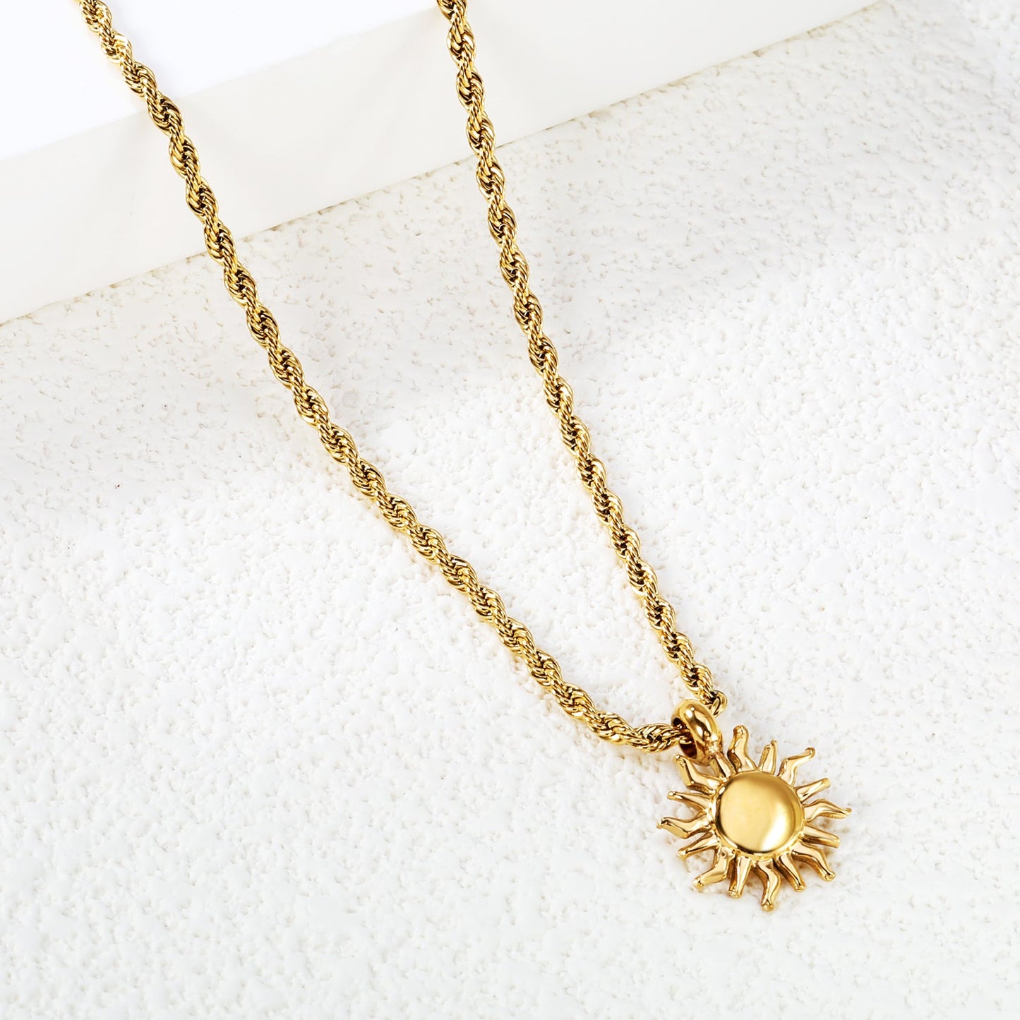 Aulala Gold plated Sun pendant on Rope Chain