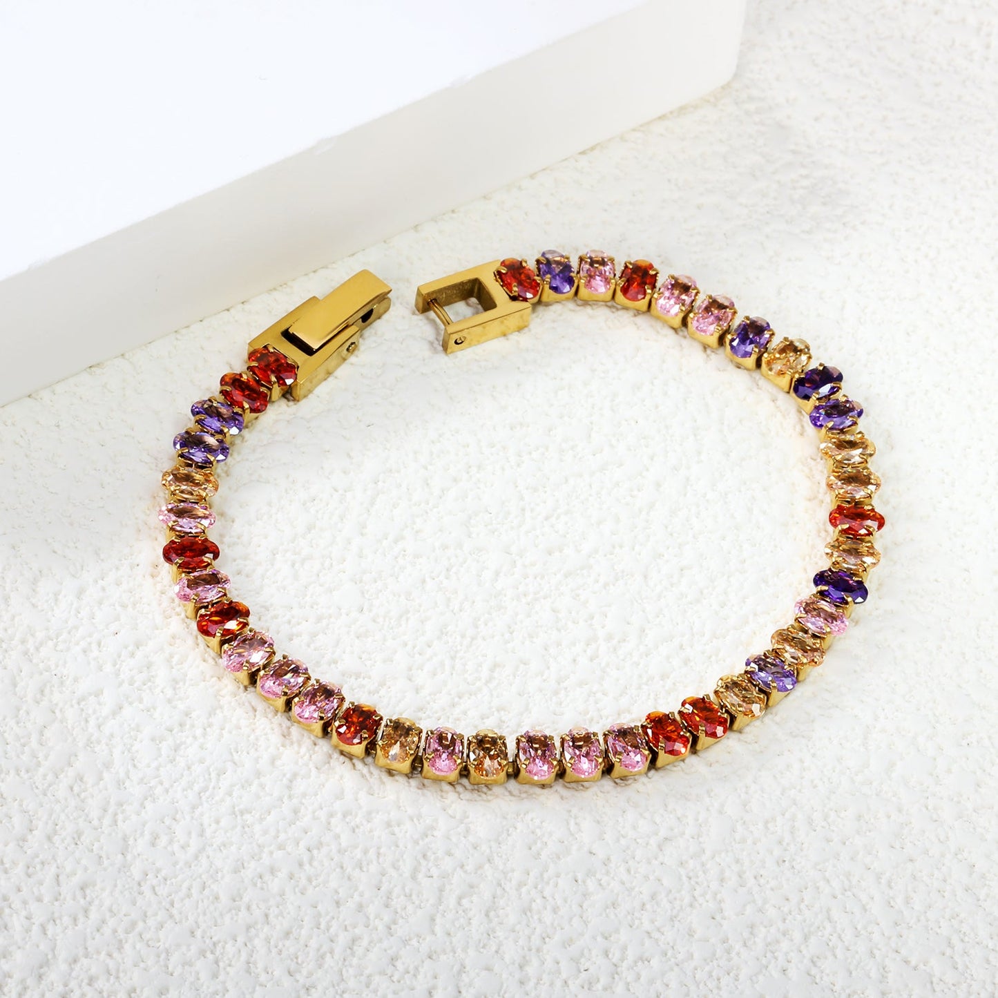 Aulala Multicolour Diamante Gold plated Tennis Bracelet