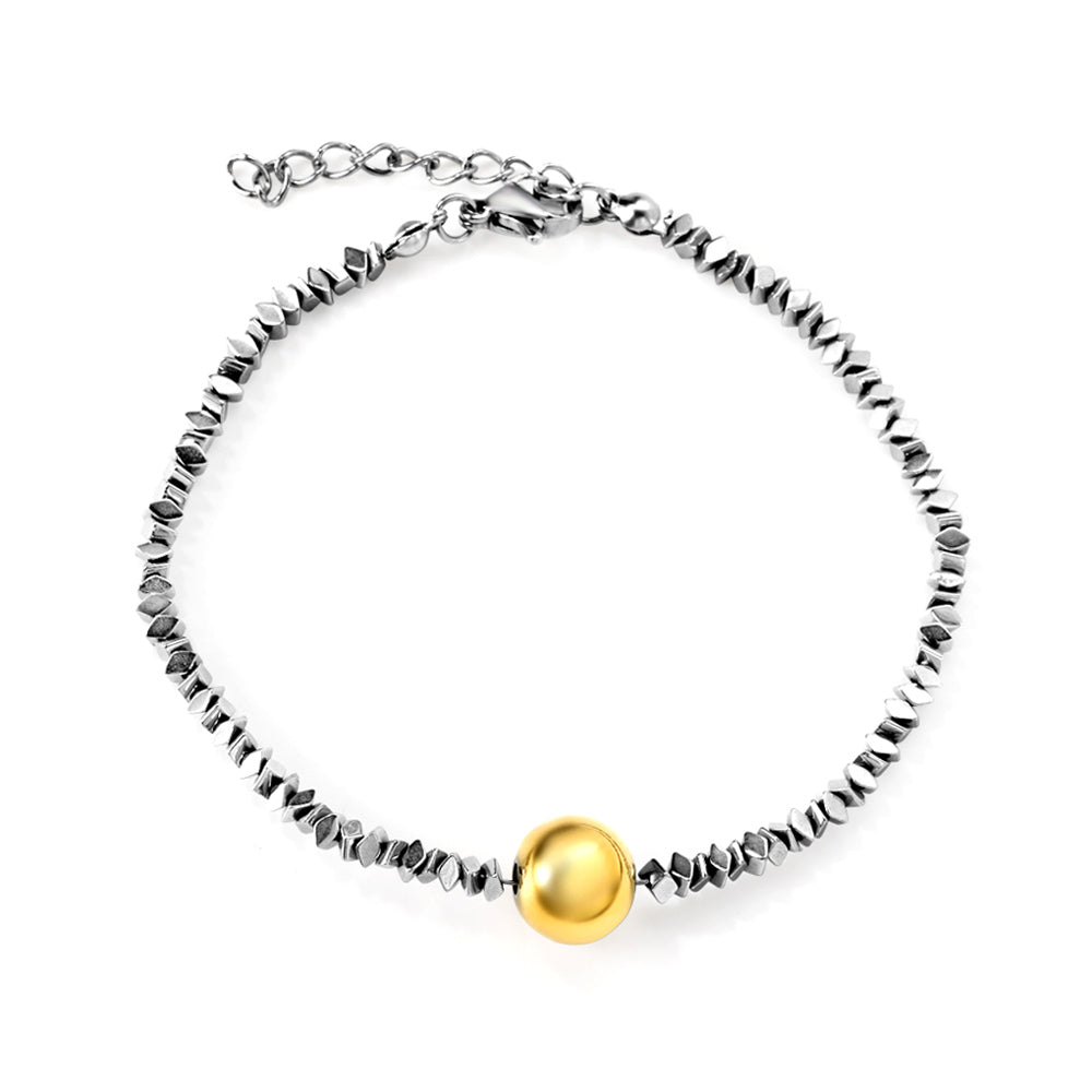 Aulala Hematite bead & Gold plated Ball Bracelet