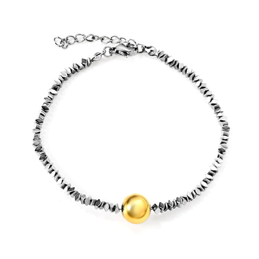 Aulala Hematite bead & Gold plated Ball Bracelet