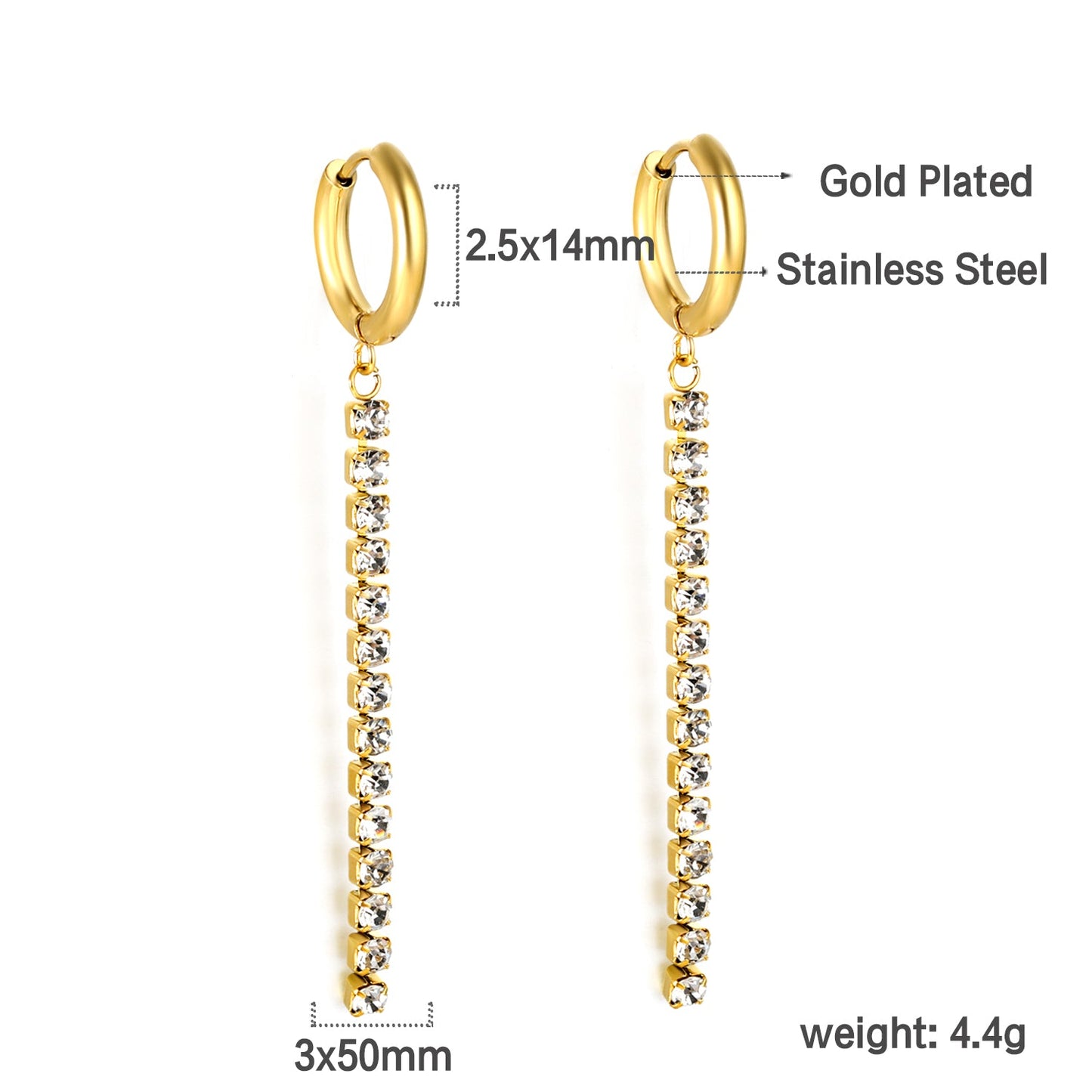 Aulala Crystal Diamante Strand Huggie Earring