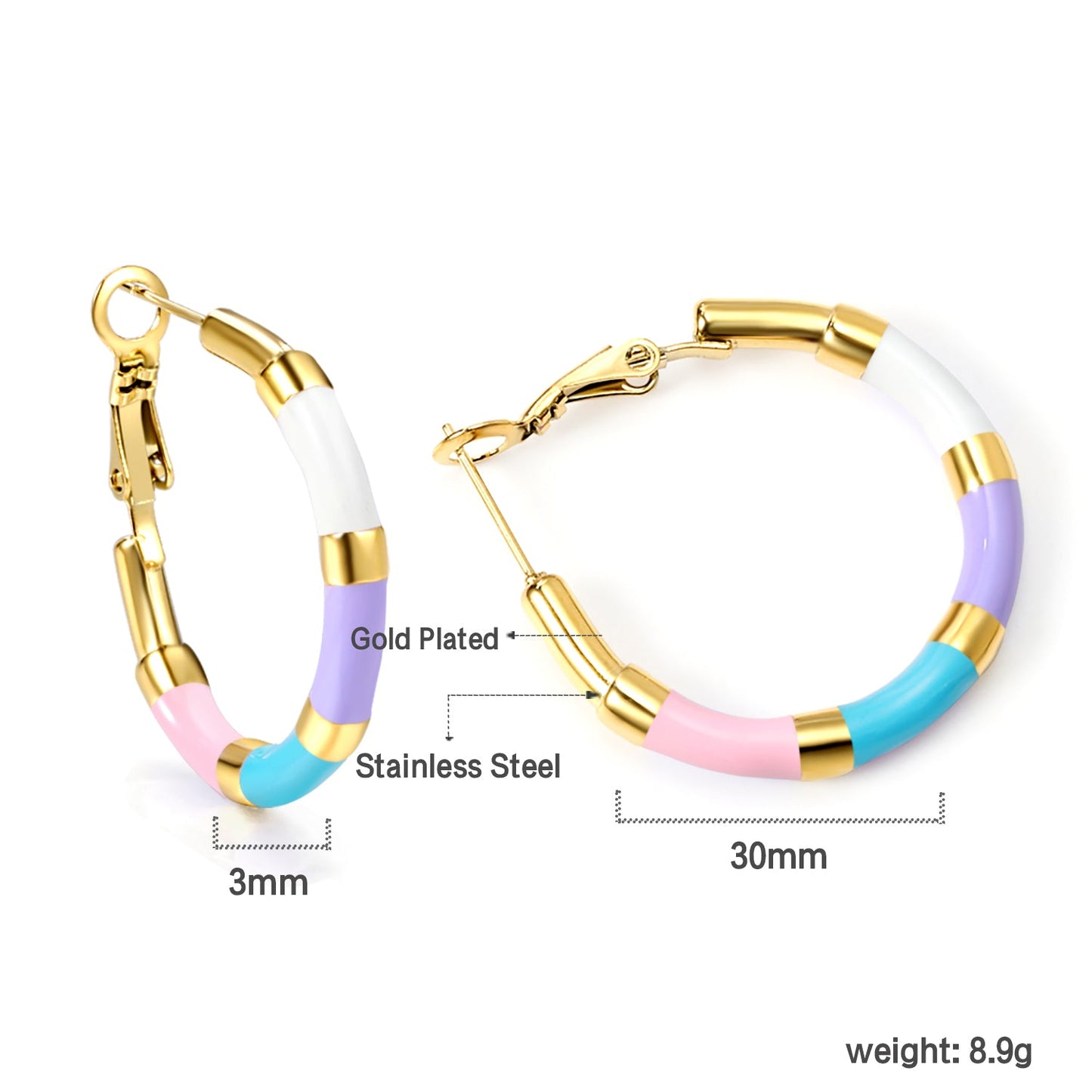 Aulala Multicolour Bamboo Hoop Earring