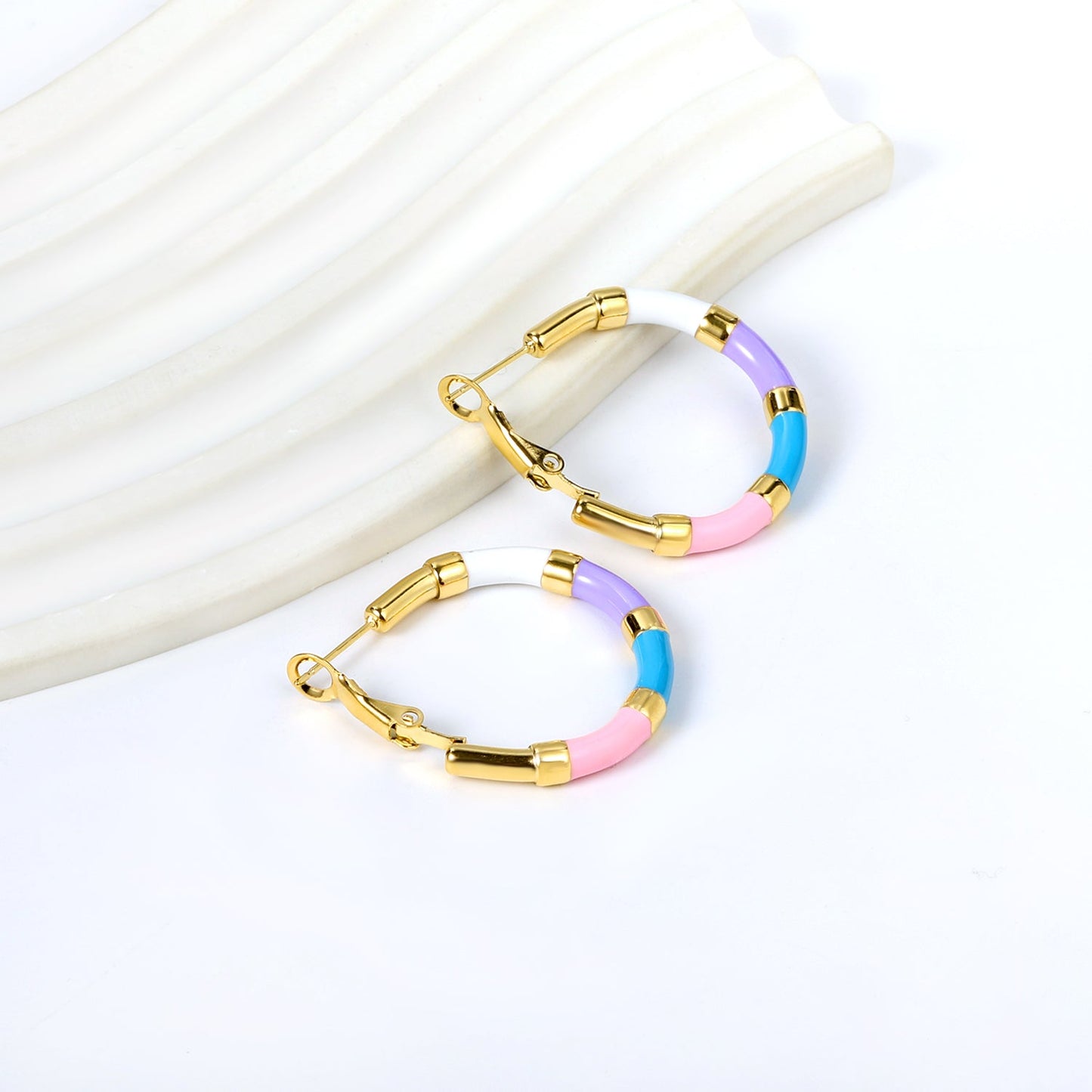 Aulala Multicolour Bamboo Hoop Earring