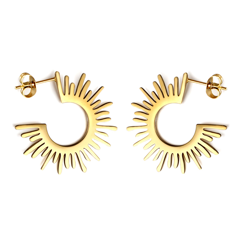 Aulala Sunburst Gold Plated Hoop Earring