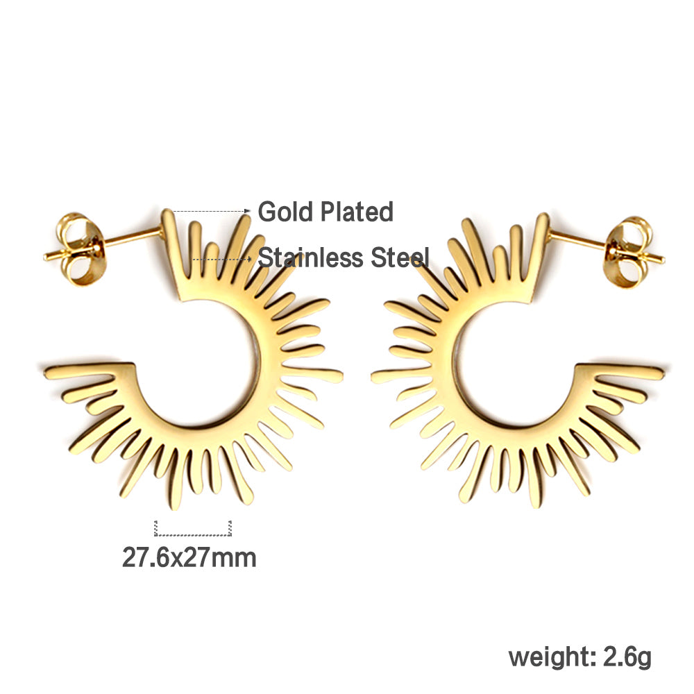 Aulala Sunburst Gold Plated Hoop Earring