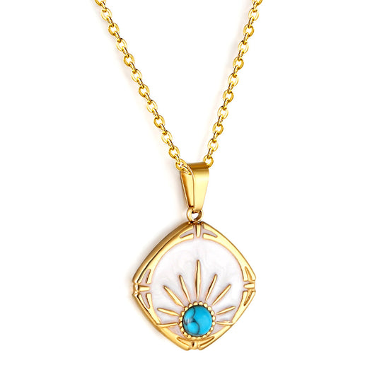 Aulala Blue Stone Organic Eye Pendant Necklace