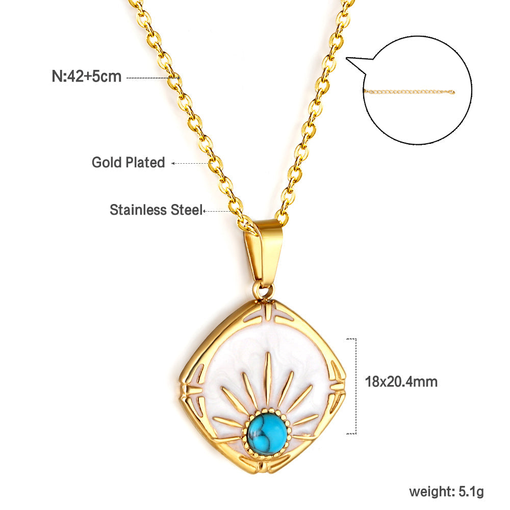 Aulala Blue Stone Organic Eye Pendant Necklace