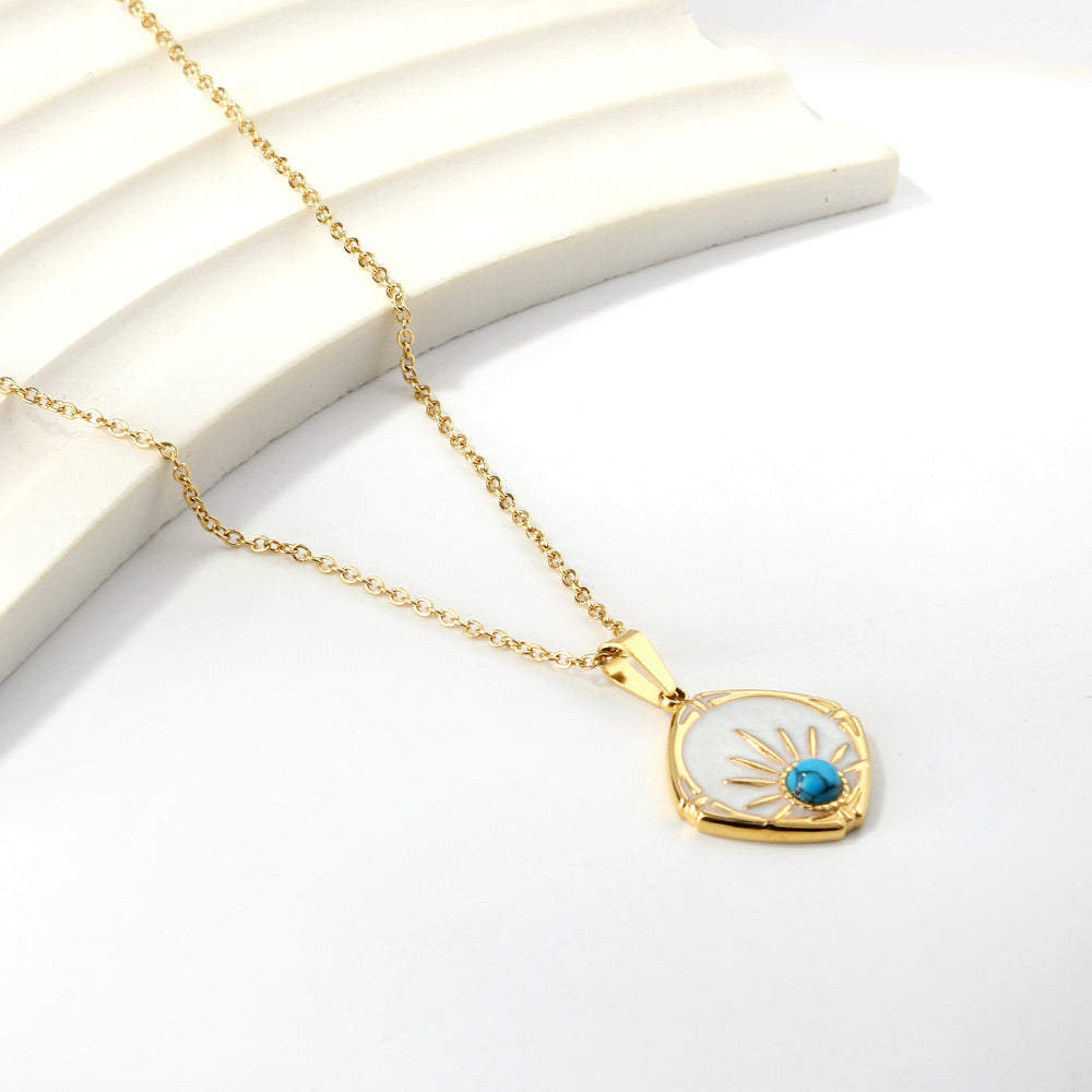 Aulala Blue Stone Organic Eye Pendant Necklace