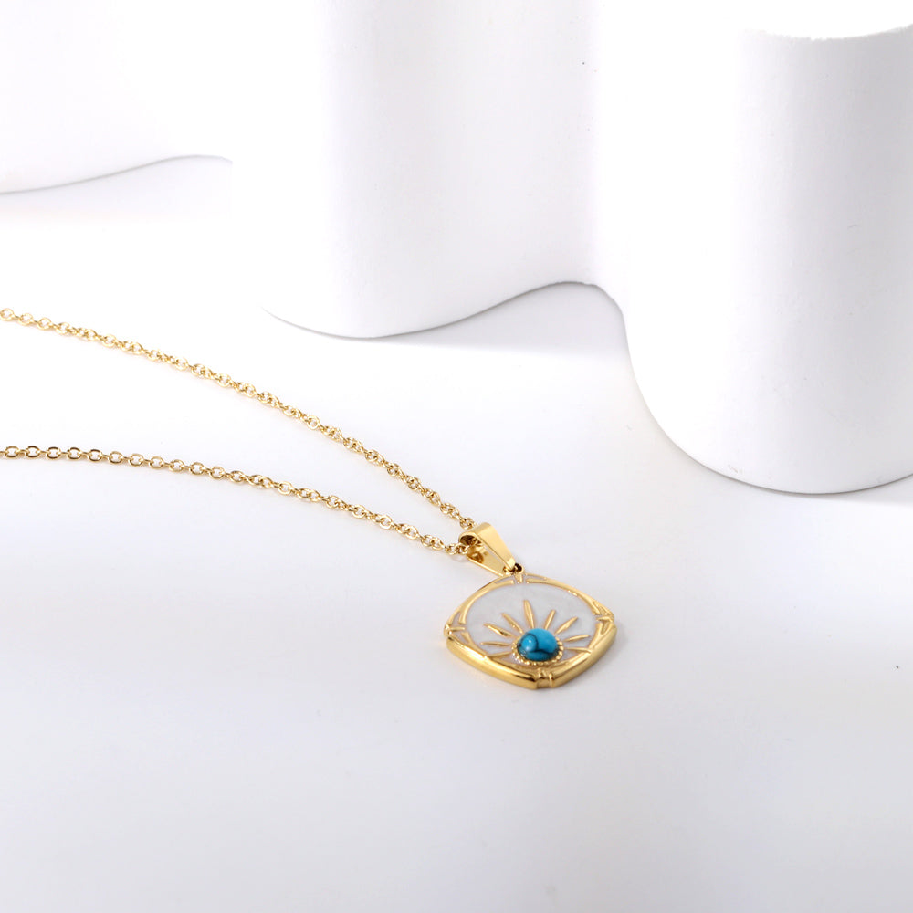 Aulala Blue Stone Organic Eye Pendant Necklace