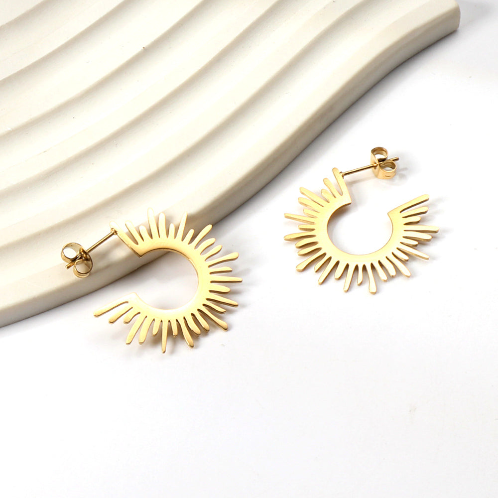 Aulala Sunburst Gold Plated Hoop Earring