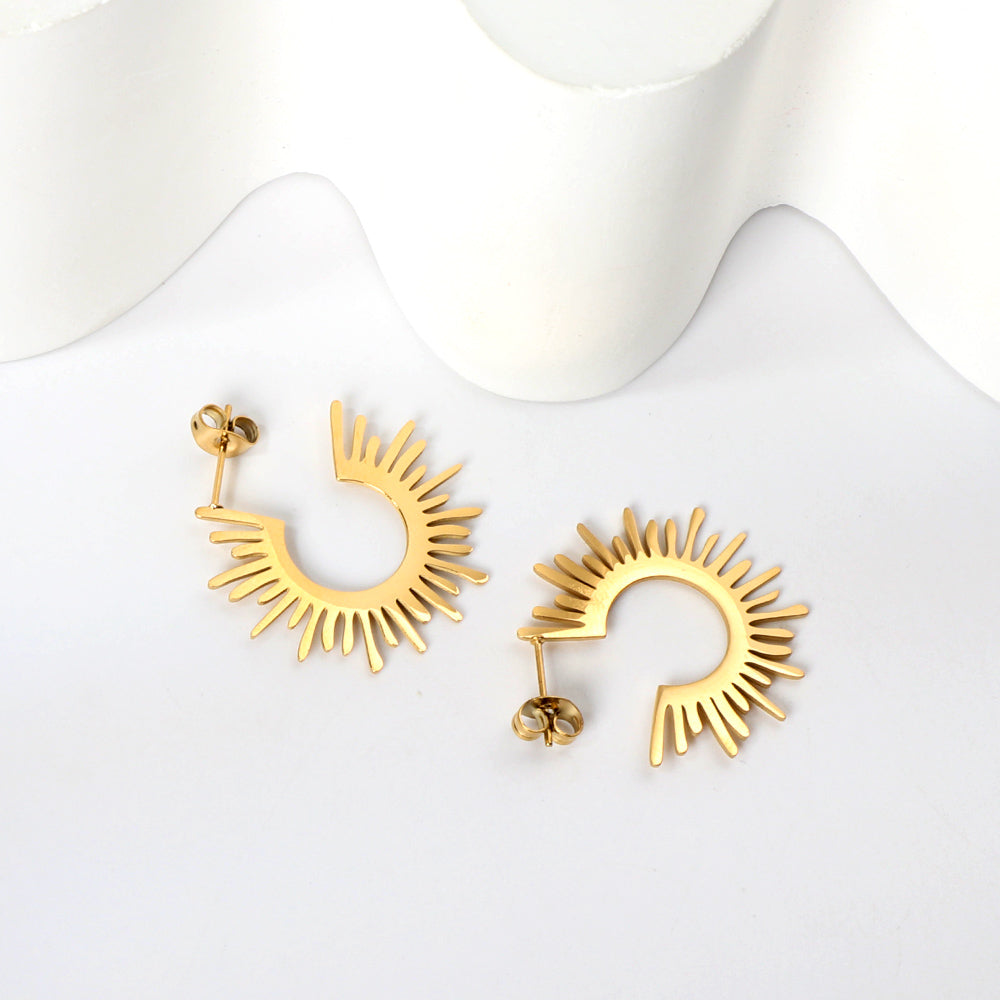 Aulala Sunburst Gold Plated Hoop Earring