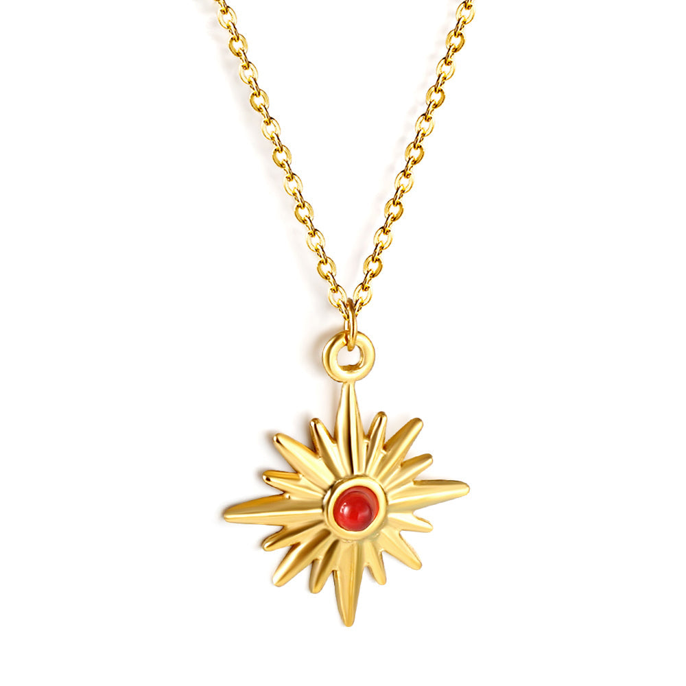 Aulala Starburst Red Stone Pendant