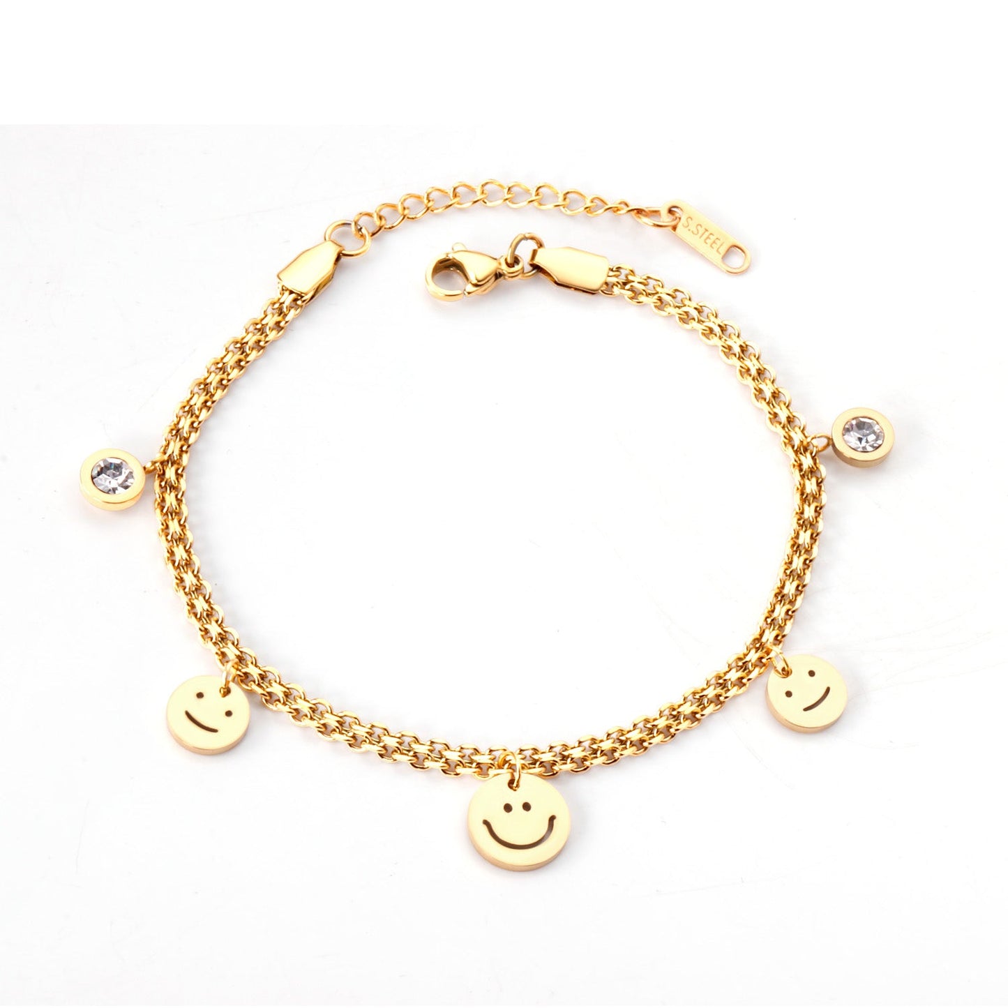 Aulala Smileys & Diamante Charm Bracelet