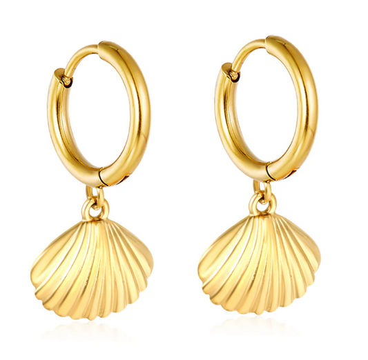 Shell Gold Huggie Earrring